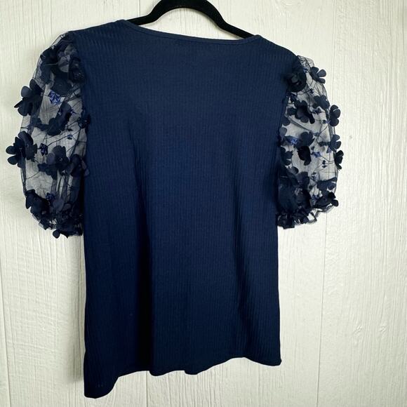 A Love Story Puff Mesh Half Sleeve Blouse Top Shirt Y2K Size Large Blue Fairy - Picture 2 of 7